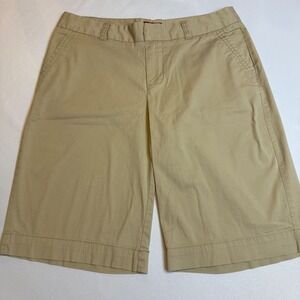 ✨Merona Stretch Flat Front Sz 6 Khaki Chino Shorts Pocket Weekend Trendy Comfort